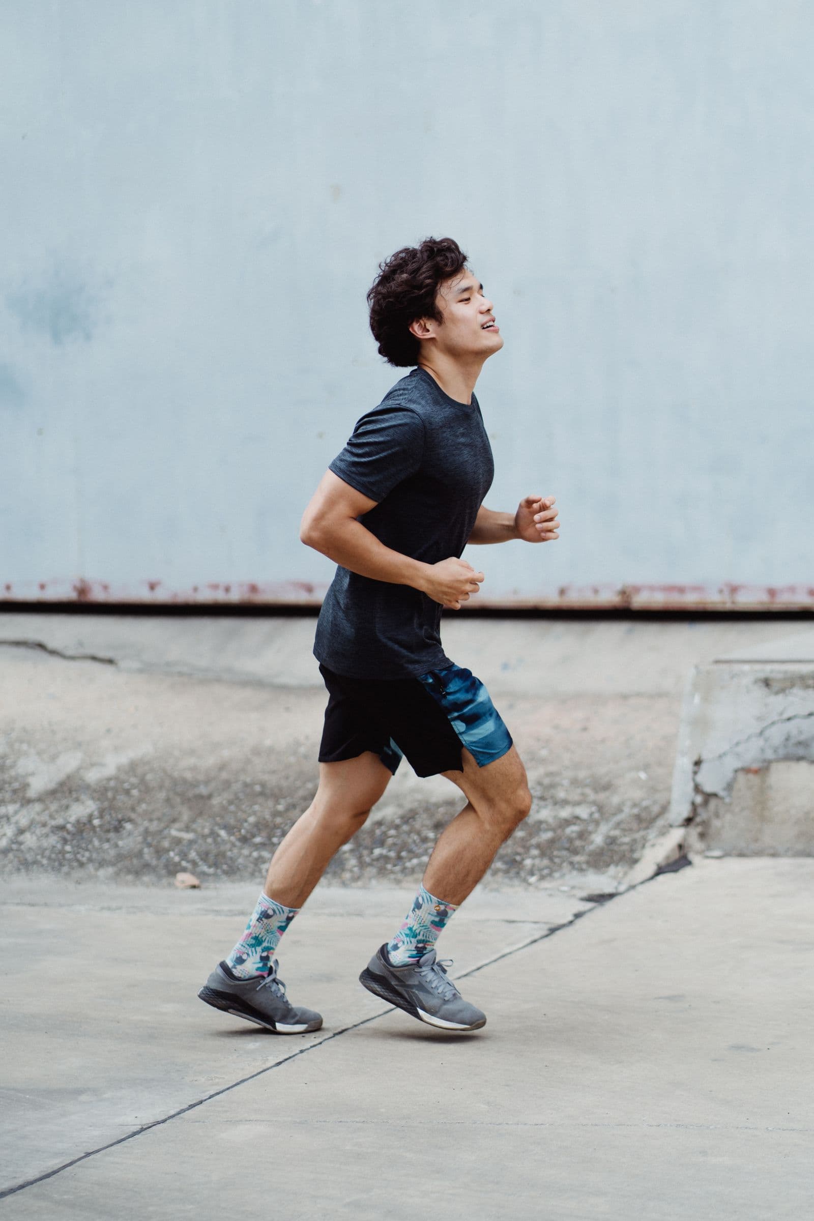 A man returning to a gentle outdoor run after a break